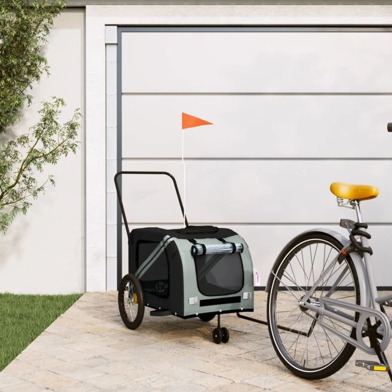 Image of VIDAXL Vidaxl - Pet Bike Trailer Grey and Black Oxford Fabric and Iron 8720845769871