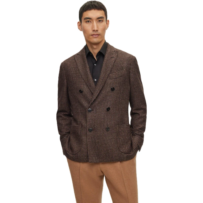 Image of Boss Mens Heston Tailored Fit Formal Jacket Brown male 38 (48)