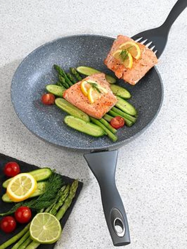 Image of Salter BW02764G Marble Collection Forged Aluminium Non Stick Frying Pan, 28 cm, Grey