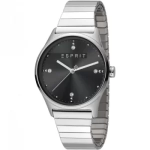 image of Esprit Vinrose Womens Watch featuring a Stainless Steel Polished Stretch Strap and Black Dial