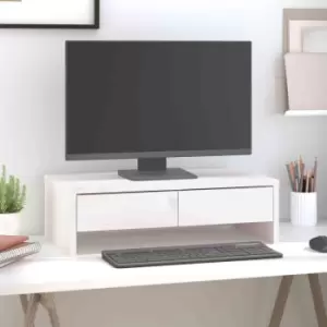Image of Vidaxl Monitor Stand White 50X27X15cm Solid Wood Pine