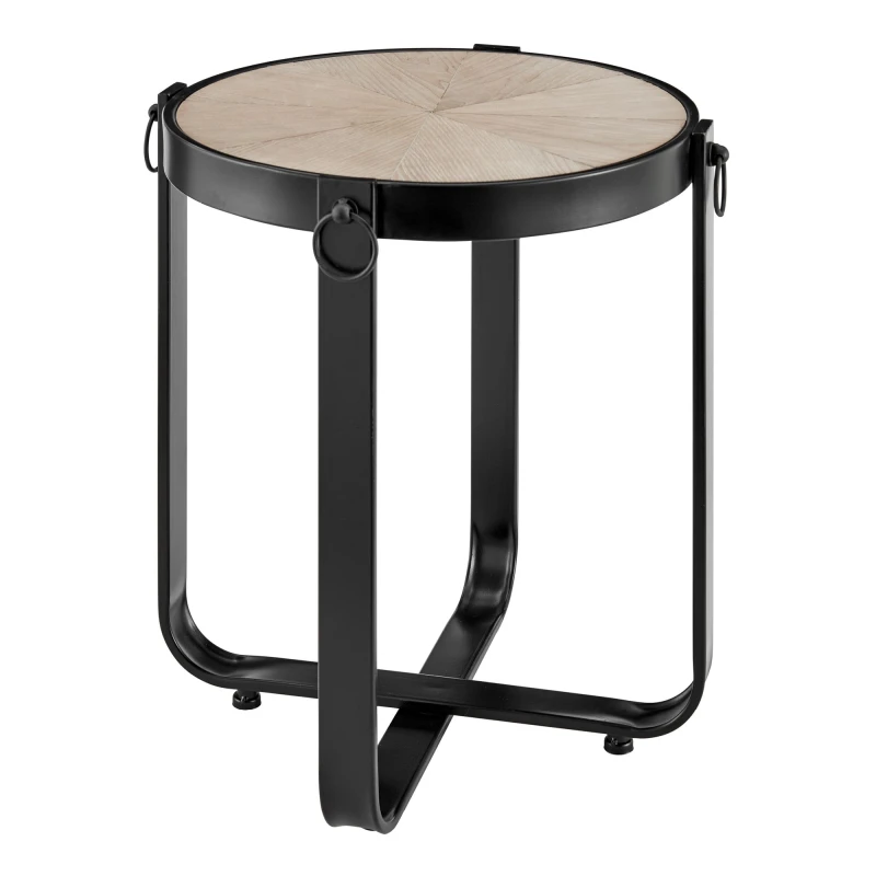 Image of LIVIVO Kori Wood/Metal Round Side Table Natural