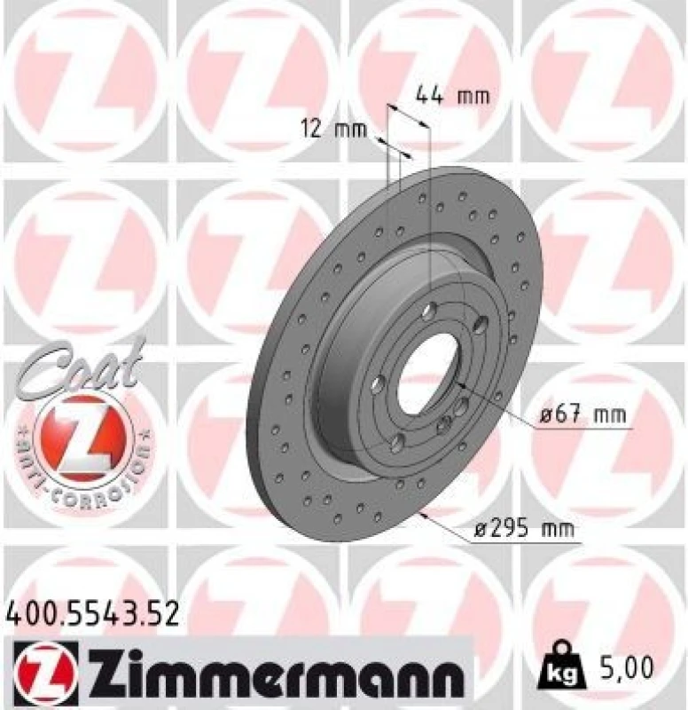 Image of ZIMMERMANN Brake disc ZIMMERMANN 400.5543.52