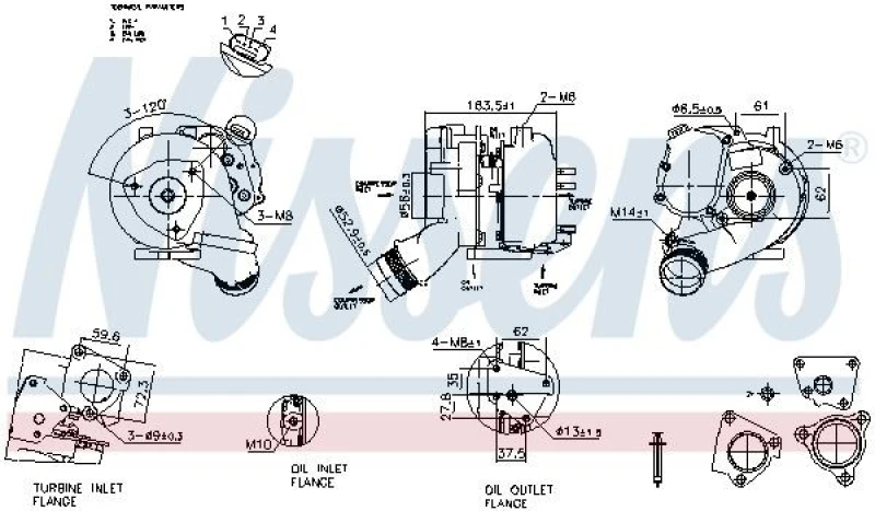 Image of NISSENS 93280 Turbocharger ** FACTORY NEW ** with gaskets/seals Charger,charging system (2234)