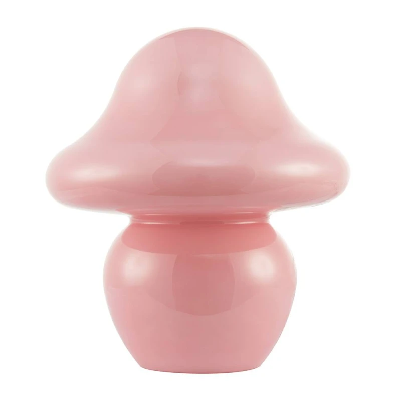 Image of Happy Homewares Soft Blush Pink Mushroom Table Lamp with Curvy Head & Round Base Pink Unisex