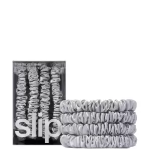 image of Slip Pure Silk Skinny Scrunchies (Various Colours) - Silver