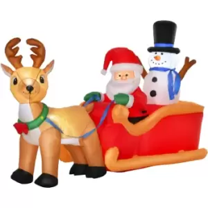 Image of HOMCOM 1.3m Inflatable Santa Sleigh Christmas Inflatable Decoration w/ Lights