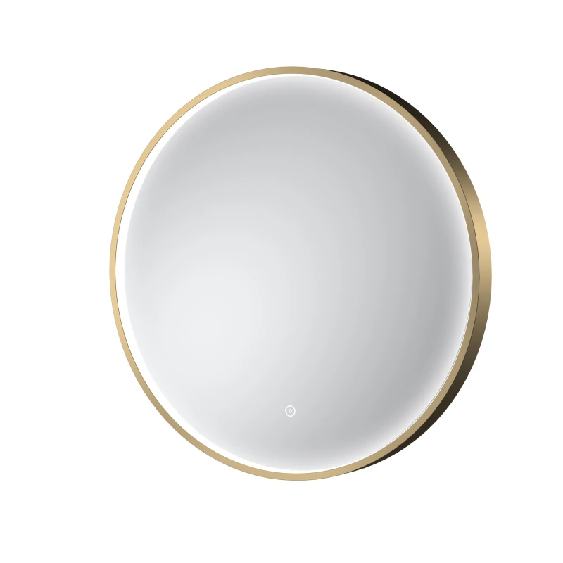 Image of Balterley Round Inset Framed LED Touch Sensor Mirror - 600mm - Brushed Brass Bronze