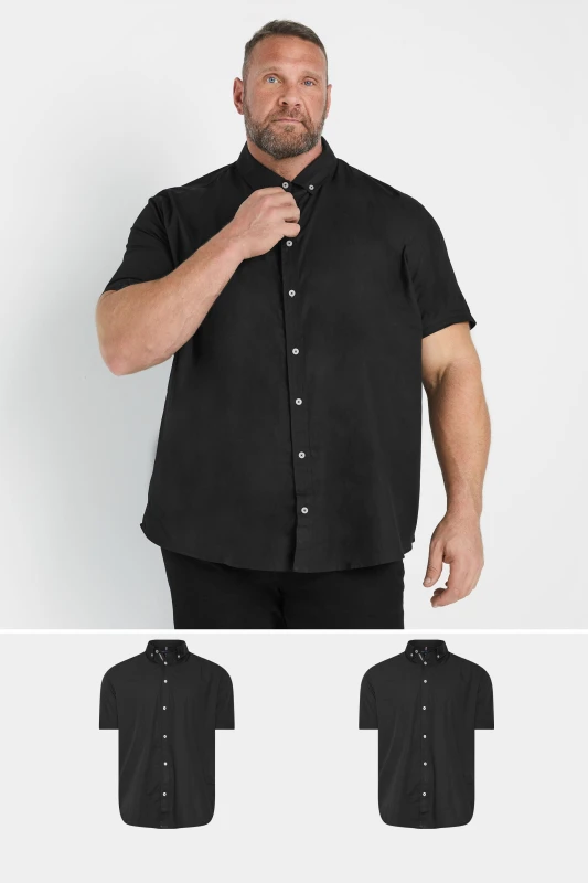 Image of BadRhino BadRhino Men 2 Pack Poplin Shirts in Black Size: X-Large Black 1XL Male 5063111857326