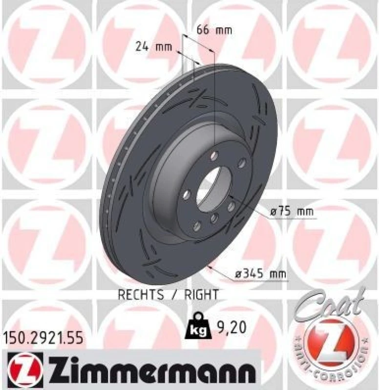 Image of ZIMMERMANN Brake disc ZIMMERMANN 150.2921.55