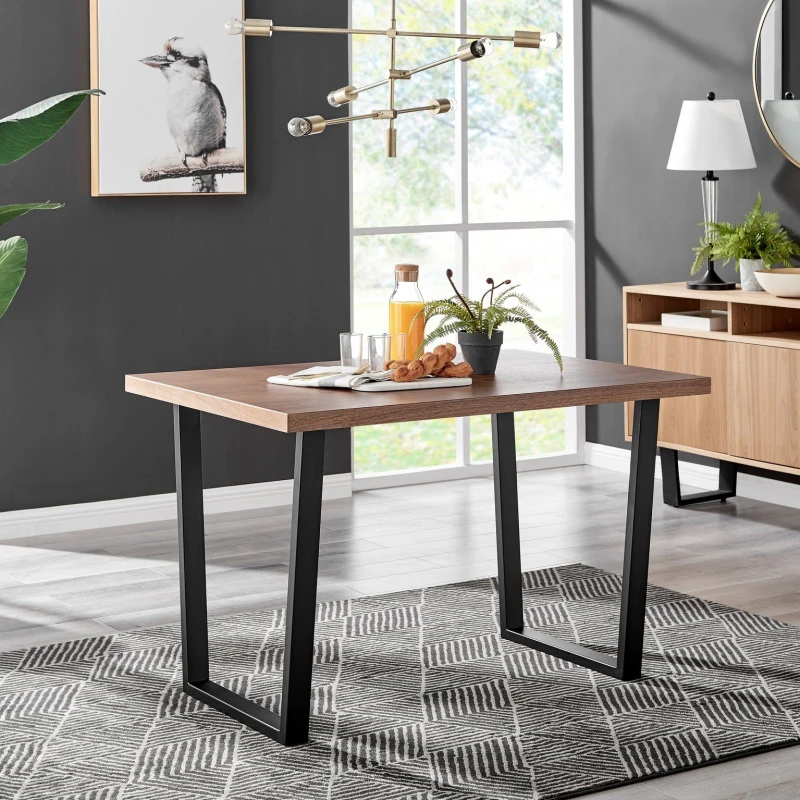 Image of FurnitureboxUK FurnitureboxUK Kylo 120cm 4-Seater Rectangular Dining Table With U Legs in Brown Brown One Size Unisex 5056542636264
