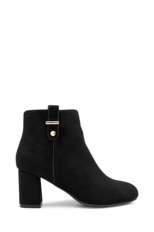Image of Paradox London Micro Suede 'Billie' Wide Fit Mid Heel Ankle Boot Black