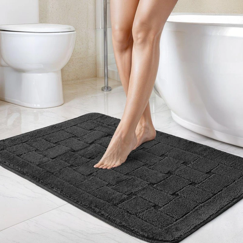 Image of Emma Barclay Orkney - Crosshatch Bath mat Bathmats 45x75cm Black 41478403000