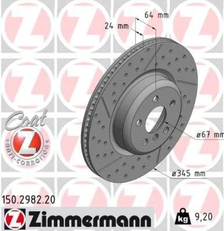 Image of ZIMMERMANN Brake disc ZIMMERMANN 150.2982.20