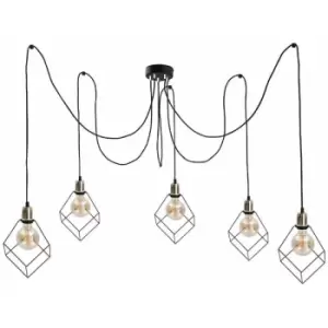 image of Keter Ruben Cluster Pendant Ceiling Light Gold, 5x E27