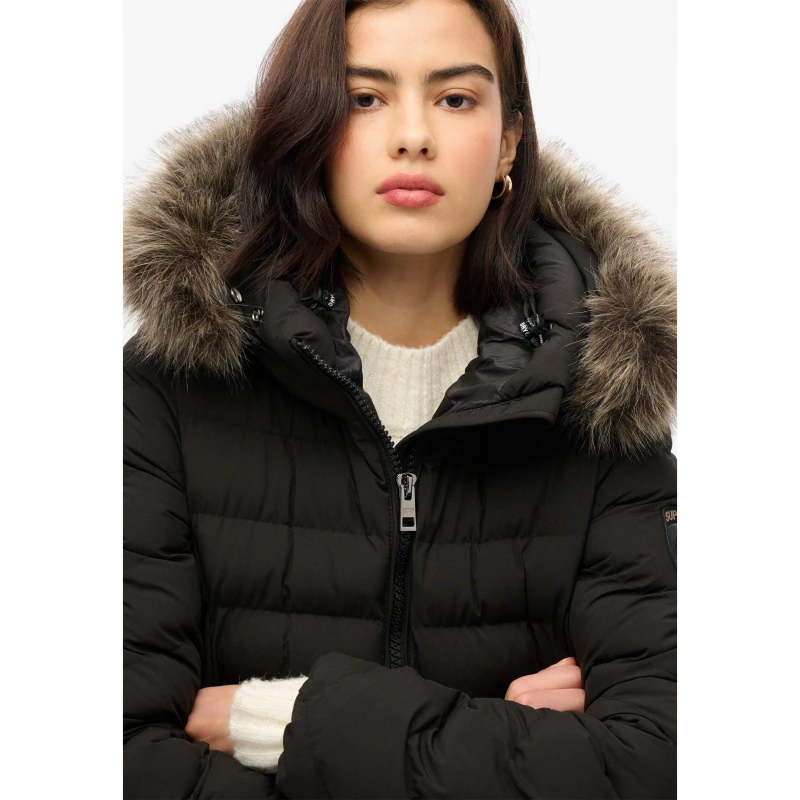 Image of Superdry Fuji Long Puffer Jacket Long Puffer Jackets 8 (XS) Black 60186003310