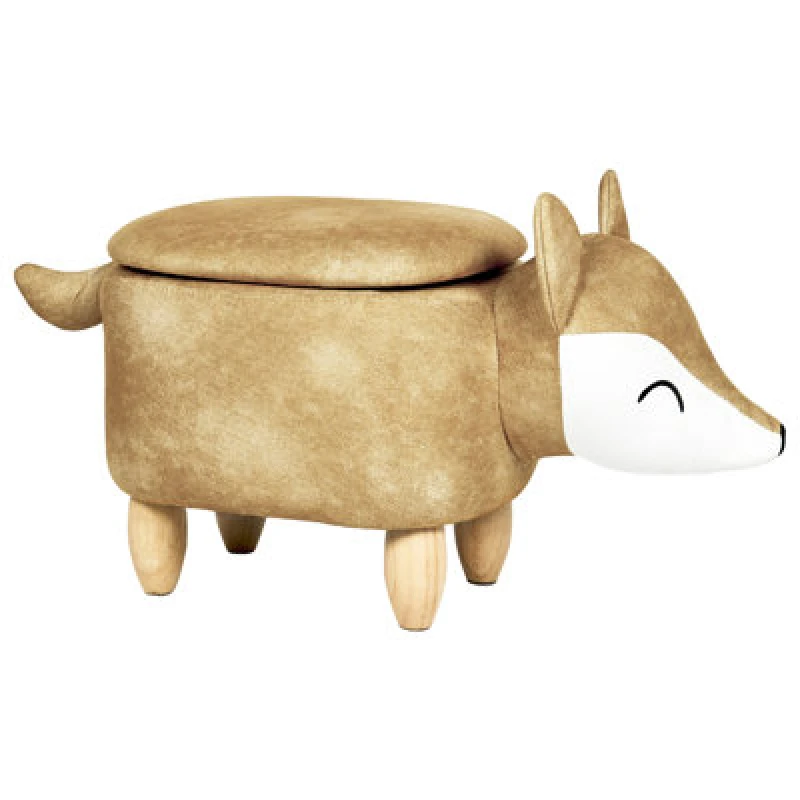 Image of Beliani Storage Animal Stool Fox Velvet Orange Fox