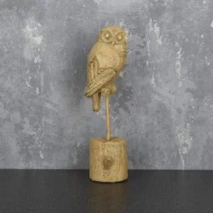 Image of Owl Ornament on Stand Light Oak 27.5cm