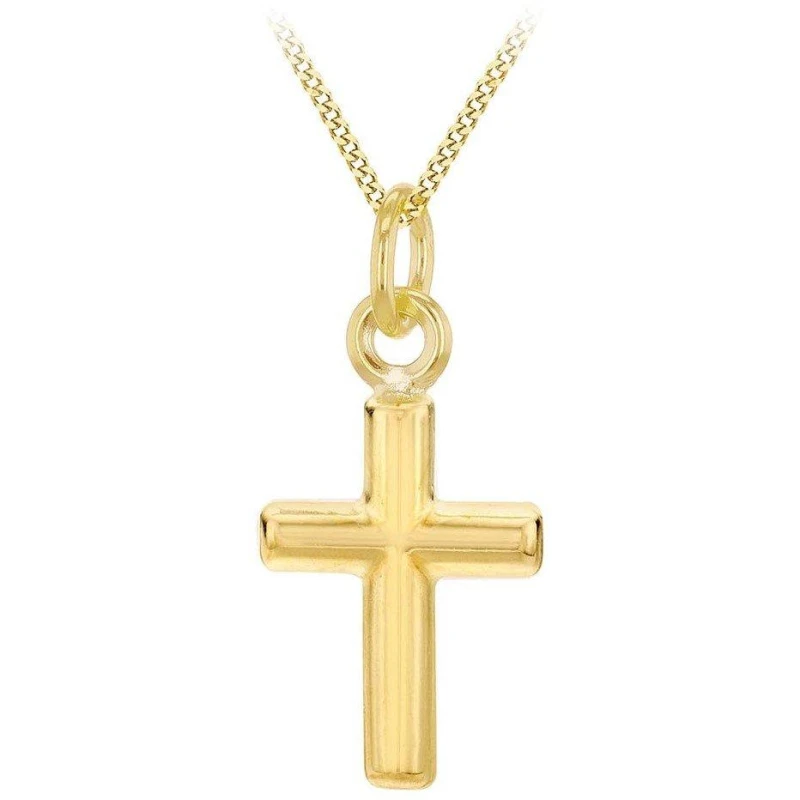 Image of Be You 9ct Gold Mini Cross Necklace Yellow Gold unisex 18in