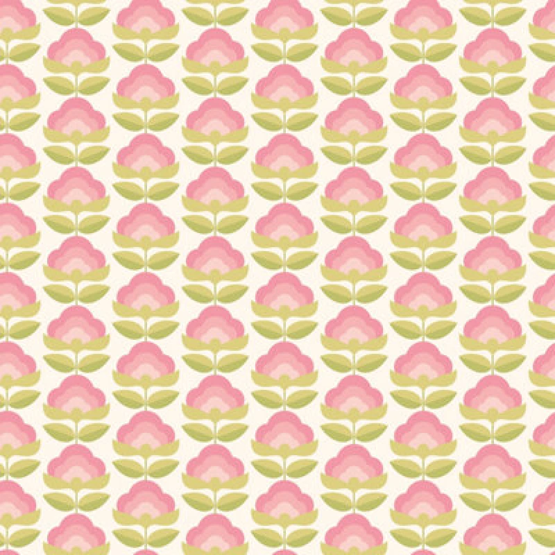 Image of Hoopla Walls Retro Flower Rose & Apple Smooth Matt Wallpaper