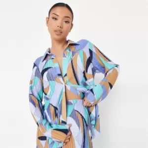 image of Missguided Plisse Longline Oversized Shirt - Multi