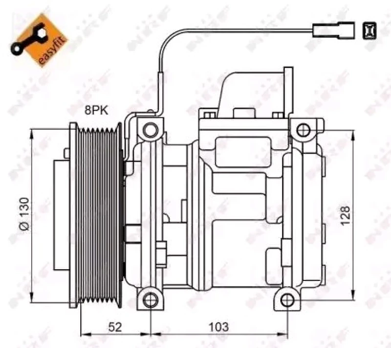 Image of NRF 32824 AC Compressor EASY FIT, PAG 46, with seal ring, with gaskets/seals Compressor,air conditioning (447)