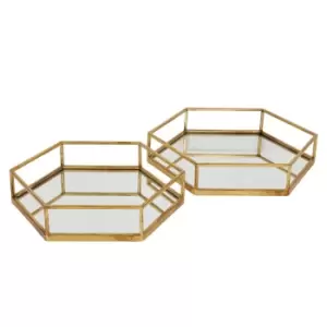 Image of Gold Hexagon Set Of Two Trays