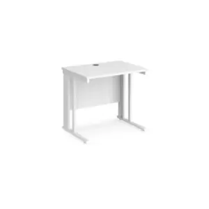 Image of Maestro 25 straight desk 800mm x 600mm - white cable managed leg frame and white top