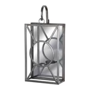 Image of Antique Silver Rectangle Mirrored Tealight Holder