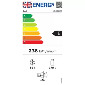 Image of Bosch KGN39IZEAG Serie 4 60cm NoFrost Fridge Freezer Black 2 03m E