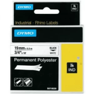 Image of Dymo 18765 Black on White Label Tape 19mm x 5.5m