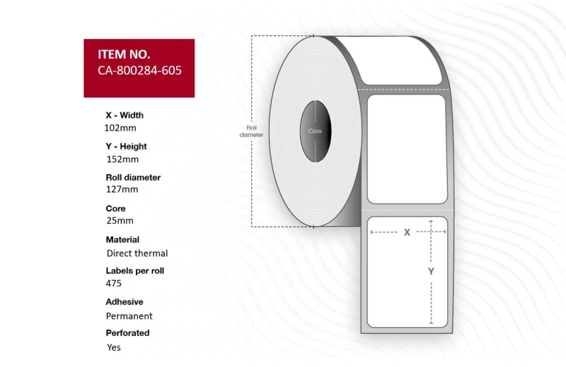 Image of Capture CA-800284-605 printer label
