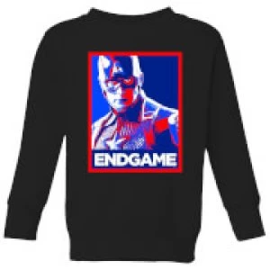Image of Avengers Endgame Captain America Poster Kids Sweatshirt - Black - 3-4 Years