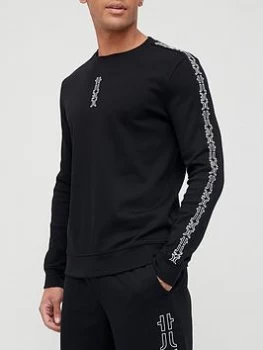 Image of Hugo Boss Doby Split Logo Sweatshirt Black Size M Men