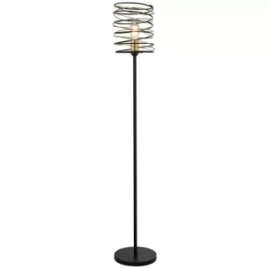 Image of Searchlight Spring 1 Light Floor Lamp, Black And Gold