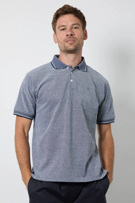 Image of Debenhams Debenhams Men Navy Birdseye Tipped Polo Shirt Size: 2X-Large Navy 2X-Large Male 5045743796310