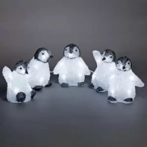 Image of Konstsmide 6266-203 Acrylic figurine EEC: F (A - G) Baby penguin 5 Piece set Cool white LED (monochrome) White