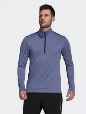 Image of adidas Terrex Everyhike Half-zip Fleece Jacket, Blue, Size L, Men