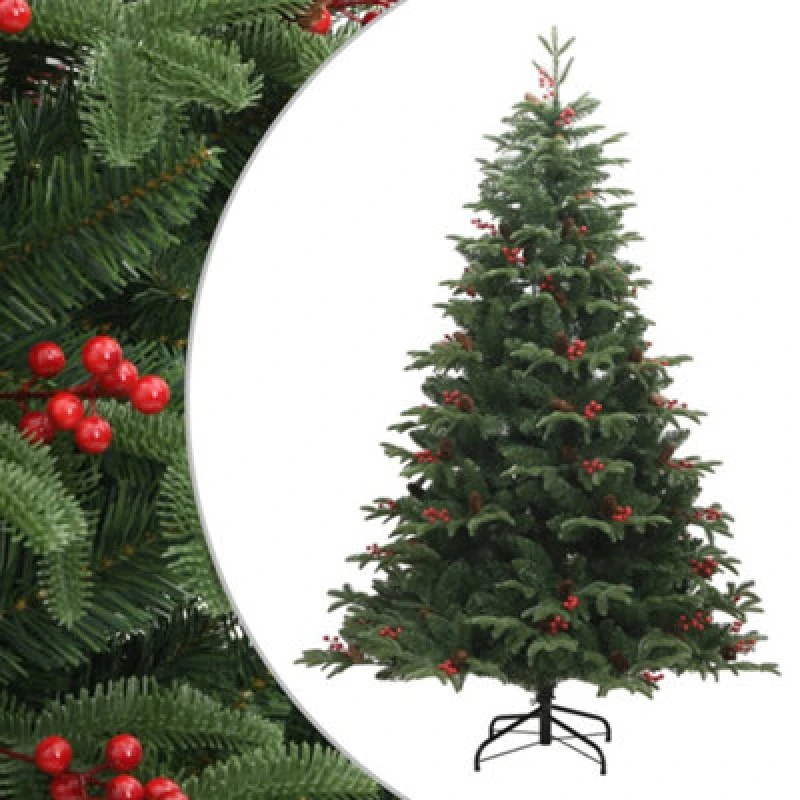 Image of Vidaxl Artificial Hinged Christmas Tree With Cones And Berries 180 Cm