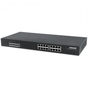 image of Intellinet 16-Port Gigabit Ethernet PoE+ Switch 16 x PoE ports IEEE 802.3at/af Power-over-Ethernet (PoE+/PoE) Endspan Rackmount (UK 3-pin plug)