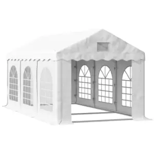 image of Outsunny 6 x 3m Gazebo Party Tent w/ 4 Removable Side Walls and Windows - White