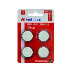 Image of Verbatim CR2450 3V Premium Lithium Battery Pack of 4 49535 VM49535