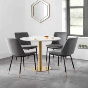 Image of Palermo Round Dining Set with 4 Delaunay Chairs Grey