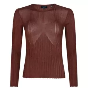 Ted Baker Sherriy Metallic Long Sleeve Top - Brown