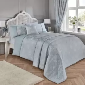 Image of Dreams&drapes - Imelda Floral Woven Jacquard Cotton Rich Duvet Cover Set, Duck Egg, King