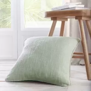 Image of Appletree Loft Boucle Textured Weave Jacquard Piped Edge Filled Cushion, Green, 43 x 43 Cm