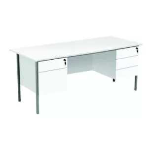 image of Serrion Rectangular Double Pedestal 4 Leg Desk 1800x750x730mm White KF800108