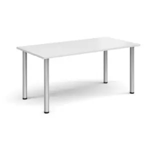 Image of Rectangular silver radial leg meeting table 1600mm x 800mm - white