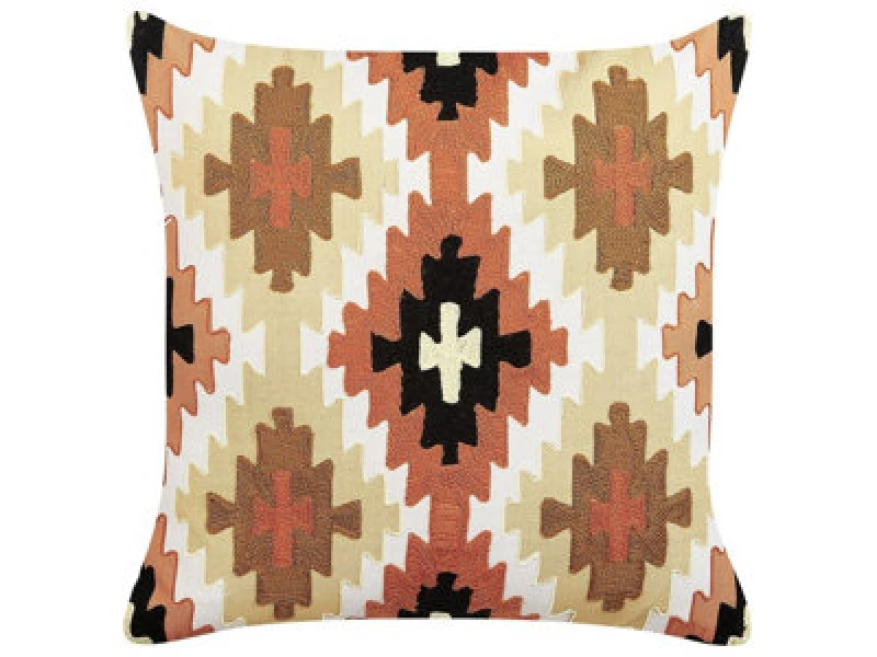 Image of Beliani Throw Cushion Serampore Cotton 50 X 50 Cm Multicolour Geometric Pattern