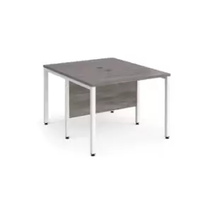 image of Maestro 25 back to back straight desks 1000mm x 1200mm - white bench leg frame and grey oak top